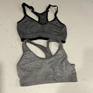 Womens Cycling workout SPORTS BRA Size S Set of 2 Grey Yoga Running pilates